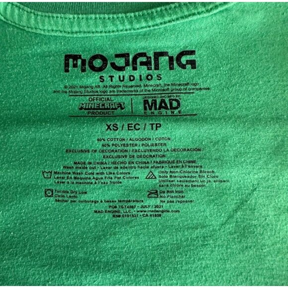 Minecraft Kids T-Shirts Mojang Studios Official Product Size XS Green 2-Pack - Picture 4 of 9